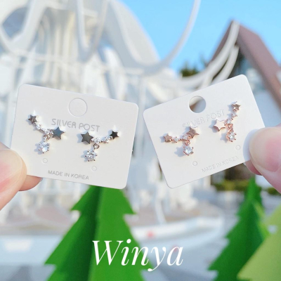 【Winya 韓國飾品 現貨 】正韓 小 星光 垂墜耳環 925銀針 耳夾 耳環