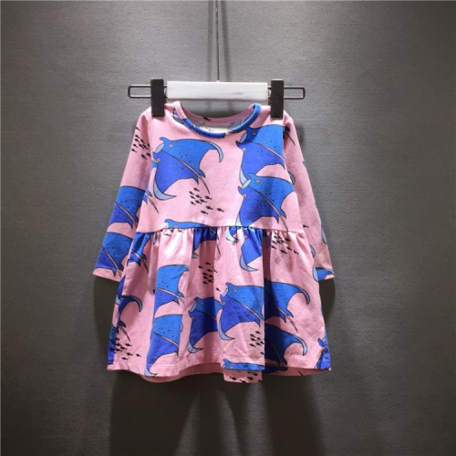 寶貝童裝品牌童裝女童裙子洋裝2018春秋童裙兒童純棉長袖ｔ恤裙寶寶薄款連身裙