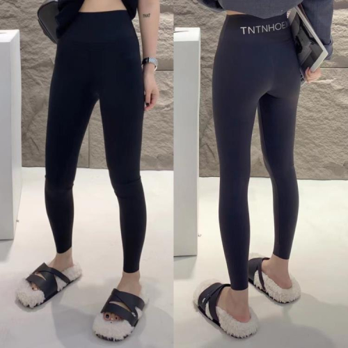 DearGod正韓女裝歐洲站2022秋冬收腰彈力修身瑜伽褲提臀后腰字母打底衫芭比褲女潮