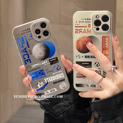 潮牌星球標簽適用iphone13/12pro max蘋果11手機殼iphonex電鍍軟殼xsmax情侶x/xr日韓8pl