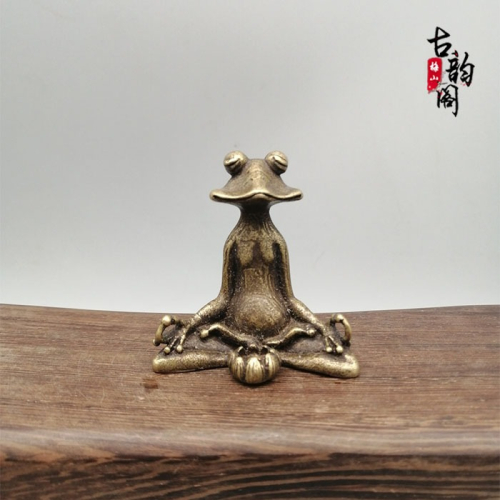 古玩雜項古董收藏仿古做舊銅器坐禪青蛙擺件純銅工藝小擺件老物件