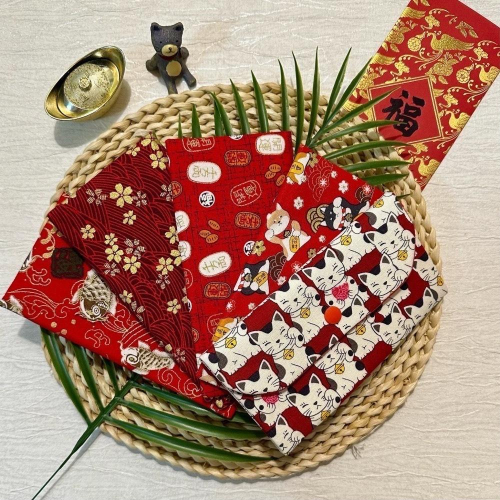 【台灣手作】手作棉質環保紅包袋 存摺袋 儲金簿 招財貓 送禮