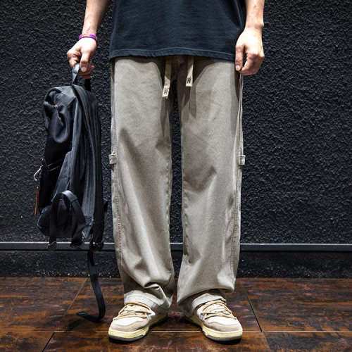 休閒褲 復古直筒工裝褲男春季寬松潮牌大碼褲春秋男生潮流百搭闊腿褲