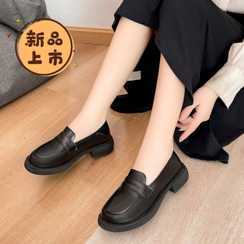 樂福鞋 鞋女英倫風2023春季新款女鞋圓頭軟皮日系學生制服小皮鞋女