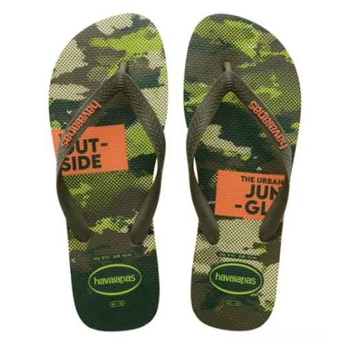 巴西人字拖Havaianas 男款Top Camu/迷彩萊姆綠