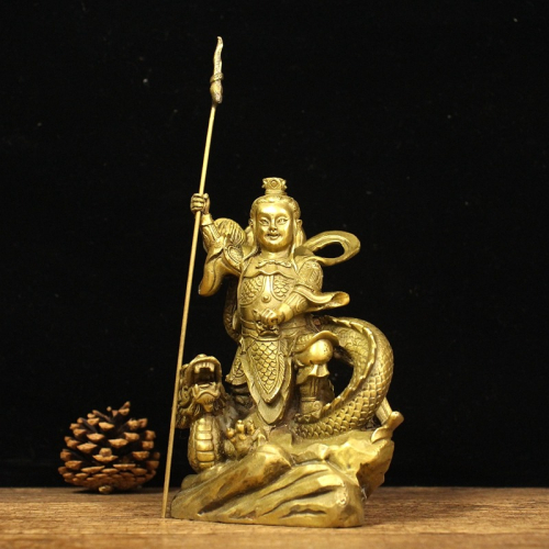 純銅騎龍三太子擺件哪吒三太子三壇海會大神家居供奉佛像擺件