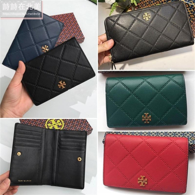 詩詩精品 Tory Burch 皮夾 中夾 時尚百搭 錢包 錢夾 零錢包 短夾 真皮格菱 證件夾 女生大鈔夾 按扣皮夾