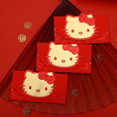 正品 20223新款kitty 燙金紅包 紅包袋 4入?