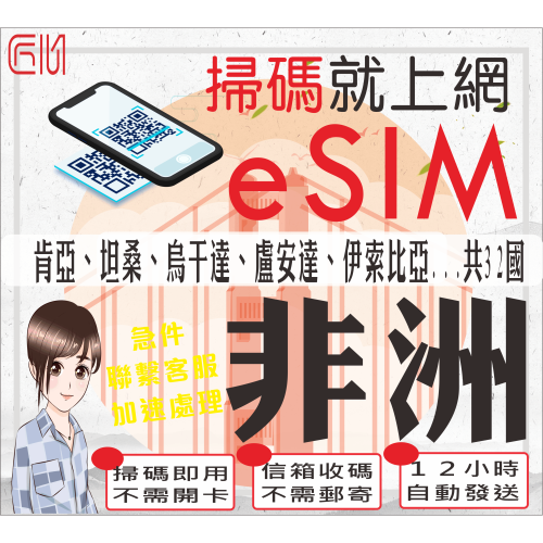 ├匠心_eSIM┤非洲網卡 肯亞 坦尚尼亞 烏干達 衣索比亞 加納 尚比亞 南非 奈及利亞 查德 賴比瑞亞