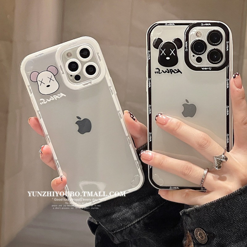 潮牌情侶卡通暴力熊適用iphone13/12pro max蘋果11手機殼iphonex透明xsmax情侶x/xr日韓8p
