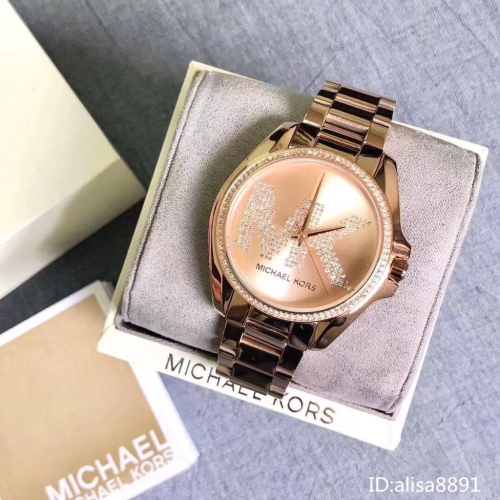 Michael Kors手錶 鑲鑽大LOGO女生腕錶 休閒通勤手錶 男女通用款 石英手錶 K6556 MK6555
