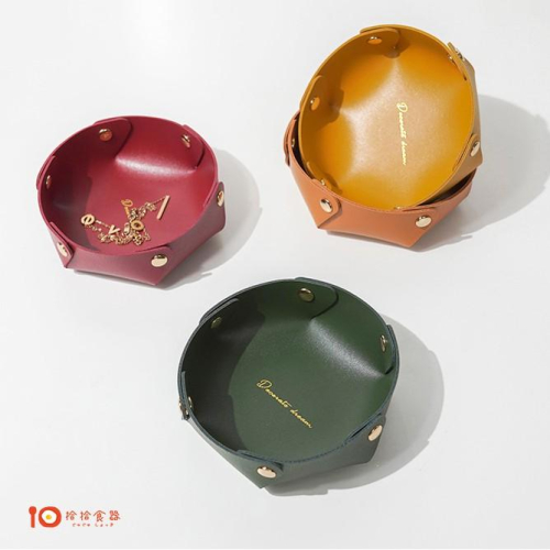 拾拾食器｜質感皮革收納盤(圓形)◆收納盒 置物盤 收納盤 鑰匙收納 小物收納 飾品收納 飾品盒 日本 現貨+預購 台灣