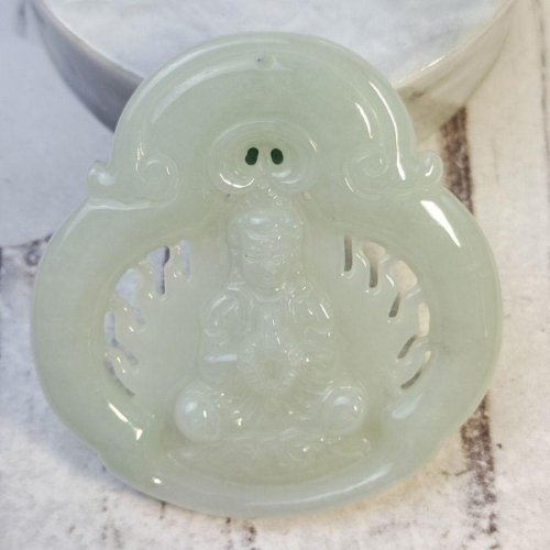 ?寶焰觀音?天然緬甸玉A貨翡翠- 細糯 雙面精雕 寶焰觀音/佛【92jade 就愛翡翠】現貨特惠 翡翠觀音 火焰觀音