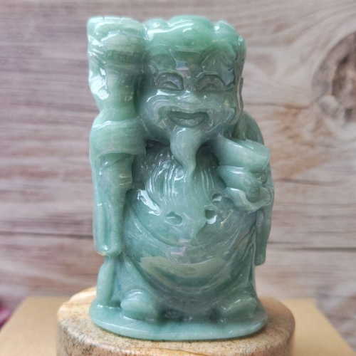?福德正神?天然玉 A貨 翡翠 藍水 立體精雕 土地公 擺件 神明公仔【92jade 遇見善緣】玉土地公公 翡翠土地公