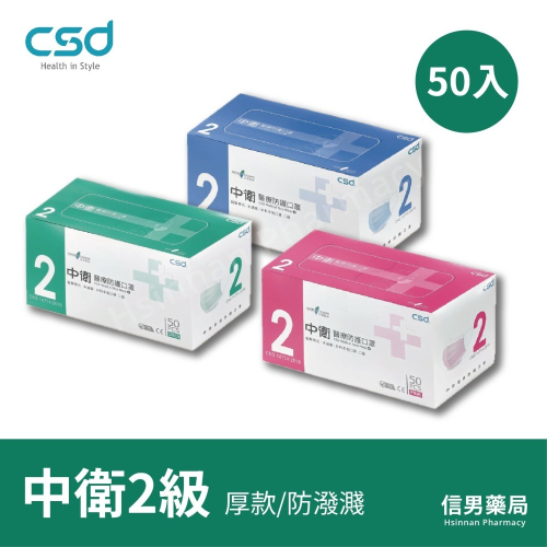 【中衛二級｜成人平面】粉、綠、藍色｜50入/盒｜MIT醫療口罩｜MD雙鋼印