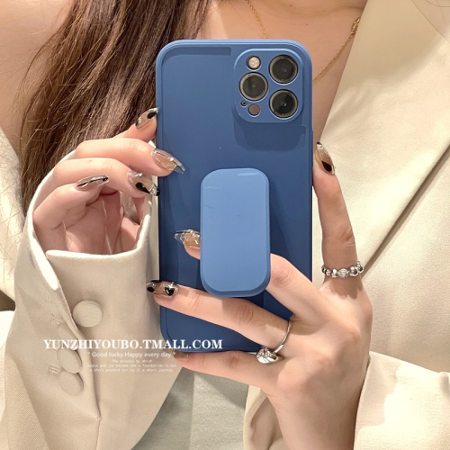 克萊因藍適用iphone12pro max蘋果11手機殼iphonex支架xsmax純色xr日韓簡約8plus女款全包防