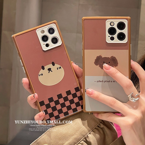 ins棋盤格小熊適用iphone13/12promax蘋果11手機殼iphonex軟硅膠xsmax創意xr日韓8plus