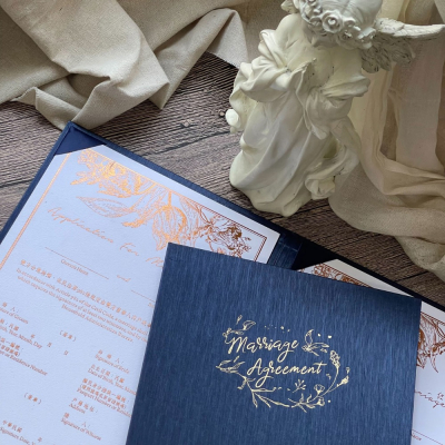 美式結婚書約O直式O皇室藍O結婚證書夾O二張書約組