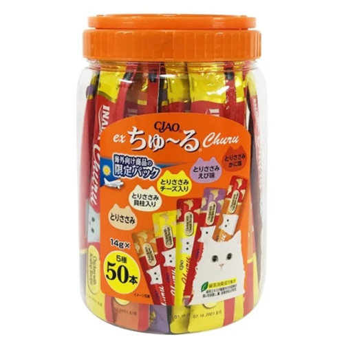 【CIAO】啾嚕肉泥 嚕嚕條 CIAO肉泥 貓肉泥 INABA 綜合桶 50入x14g/條