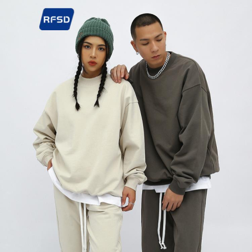 RFSD男裝|2023秋冬新款420g克重磅毛圈美潮高街寬松圓領純色衛衣