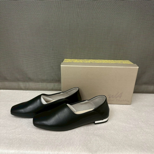 [size 39] ORiental TRaffic 不對稱剪裁穆勒鞋 2way斜口金屬跟低跟鞋 黑色