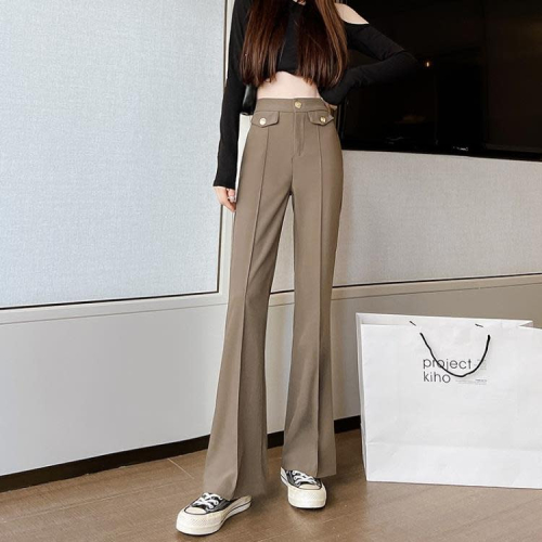 DearGod正韓女裝2022夏季新款西裝休閒高腰顯瘦垂感闊腿喇叭褲女寬松拖地直筒褲子