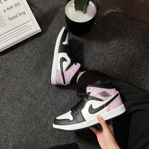 Air Jordan 1 Mid 黑白粉紫 星空渲染 DM1200-001 大童DM6216-001
