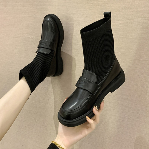 襪靴子女馬丁2021春秋單靴黑色百搭英倫ins潮顯腳小網紅瘦瘦短靴