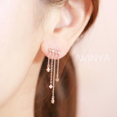 【winya 韓國飾品 現貨 】正韓 耳下星空垂墜式耳環 限量現貨